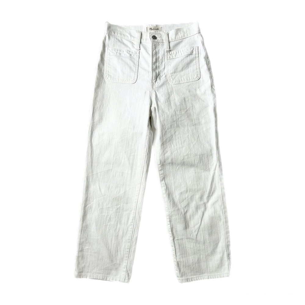 Madewell The Perfect Vintage Wide Leg Crop Jean White High Rise Patch Pocket 27 - Picture 2 of 8